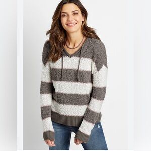 Maurices Brown and Cream Striped Sweater